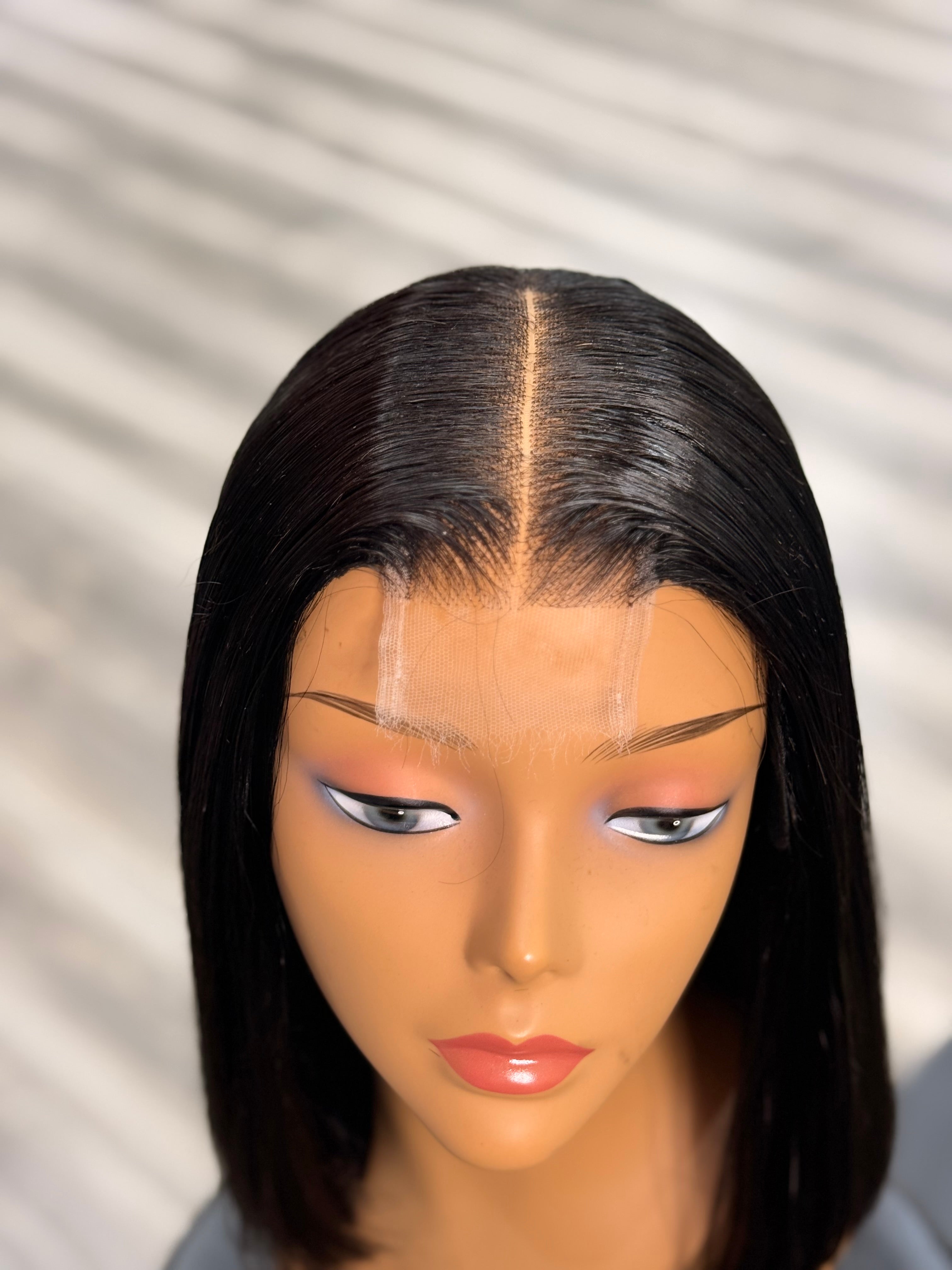 12” 2x6 glueless raw human hair wig