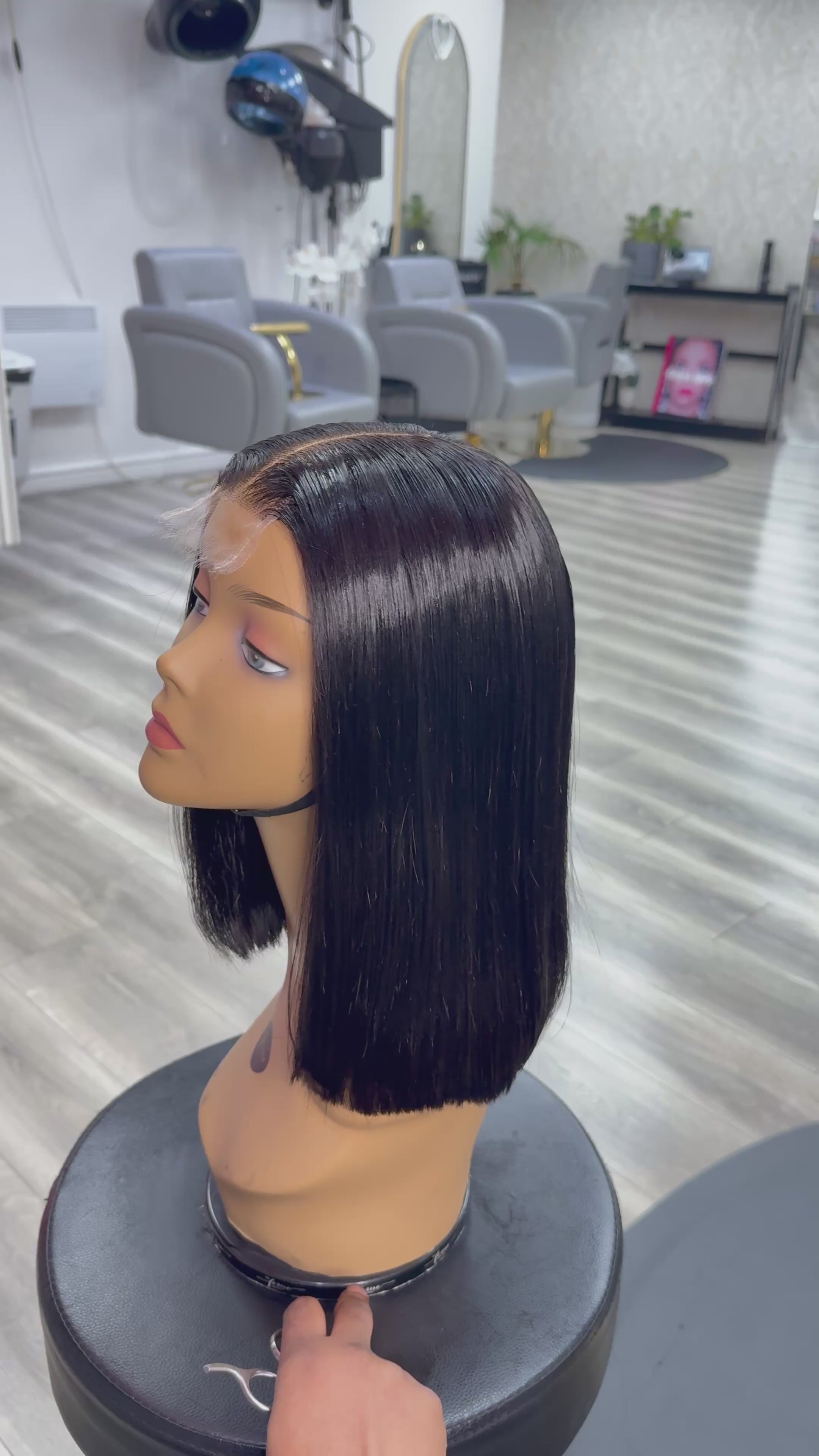 12” 2x6 glueless raw human hair wig